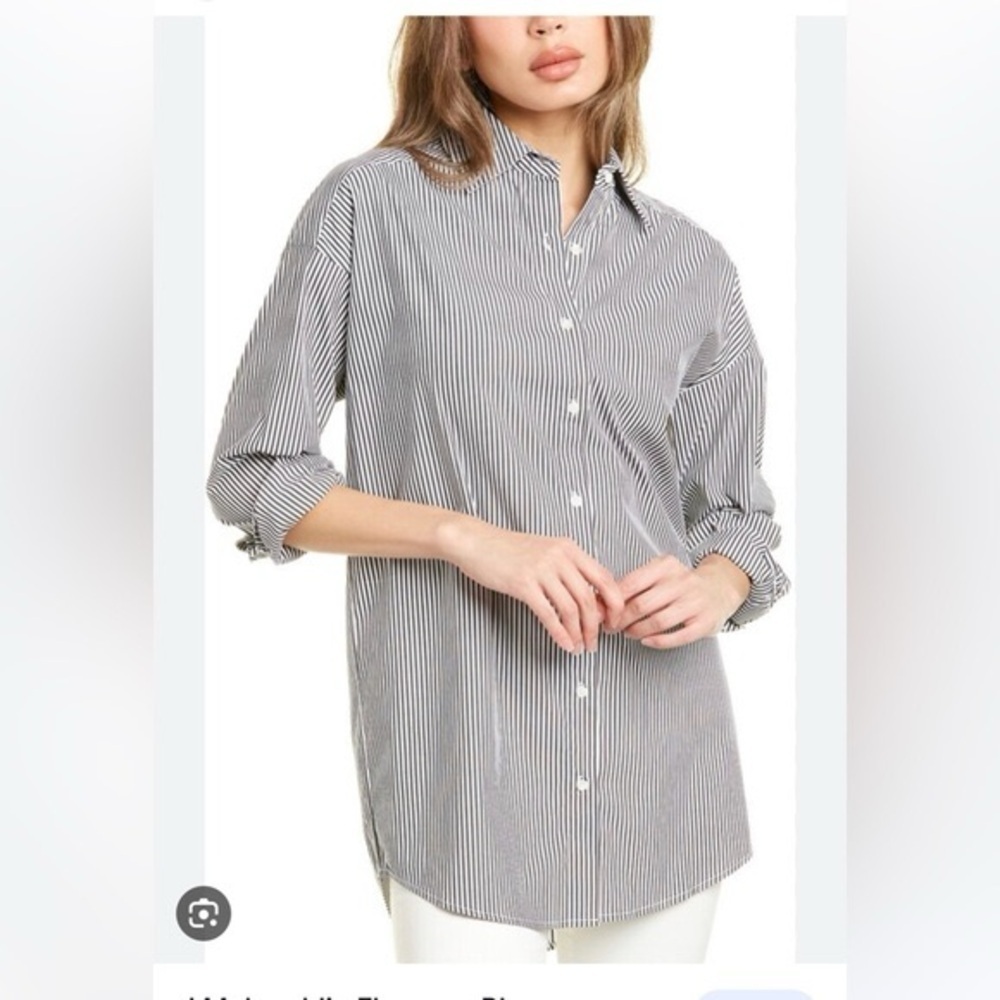 J.McLaughlin Flannery Striped Blouse Size L Contemporary Office Cotton